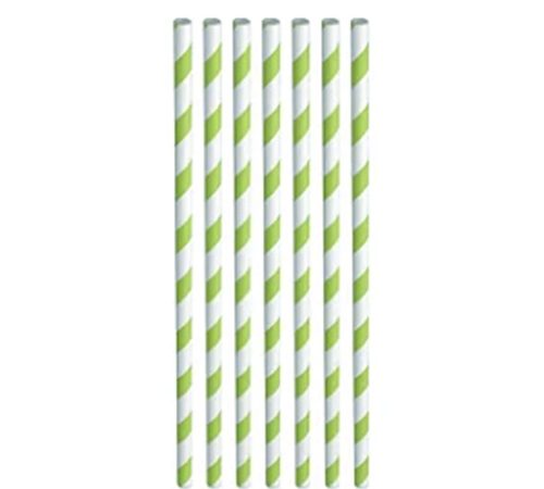 Canudo Papel Lata Verde Listrado