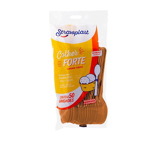 Colher Strawplast Forte Dourada